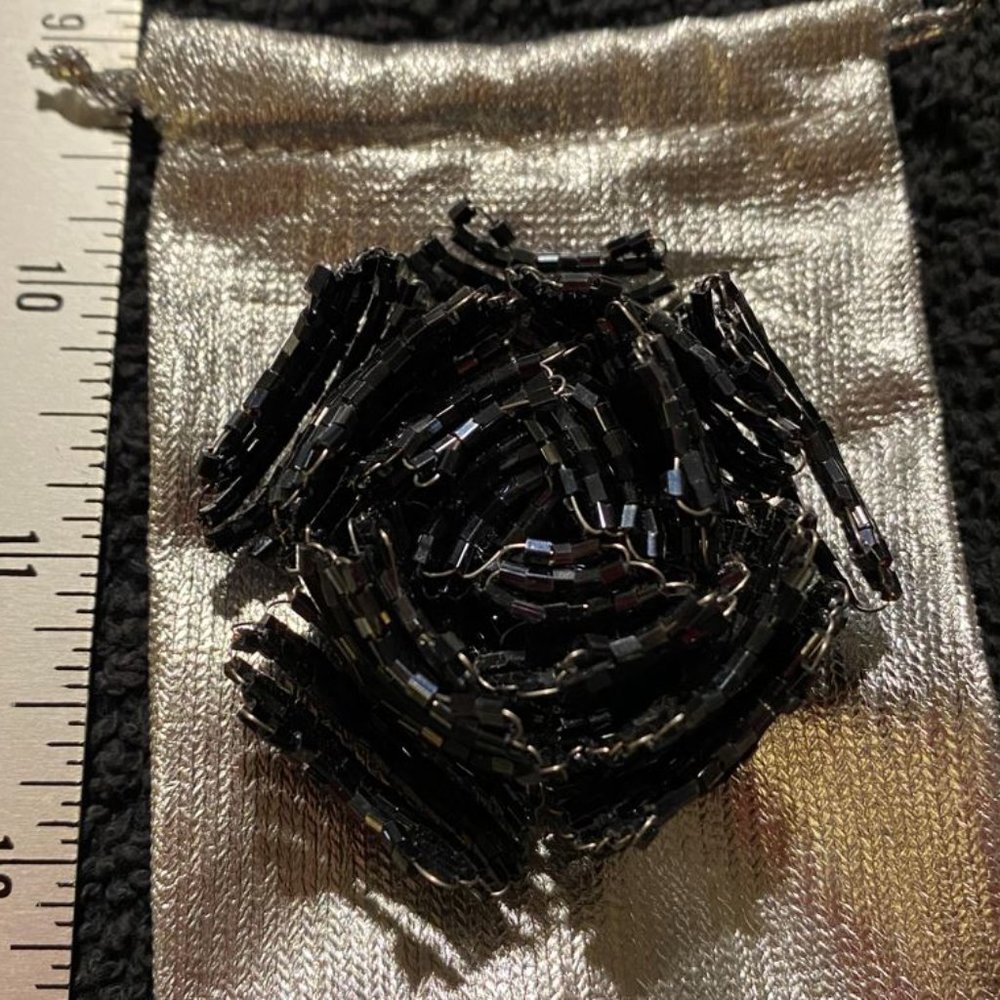 Chico black beaded rose lapel pin